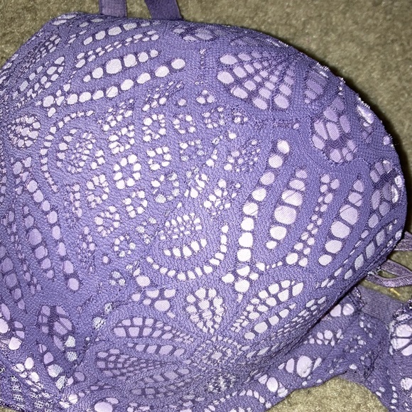 Victoria’s Secret Dream Angels purple Lace Overlay push up bra w/ lace up detail - Picture 3 of 6